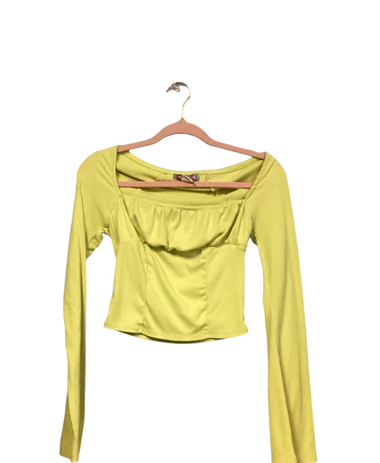 Chartreuse Ribbed Going Out Top | Size Medium | Urban Outfitters